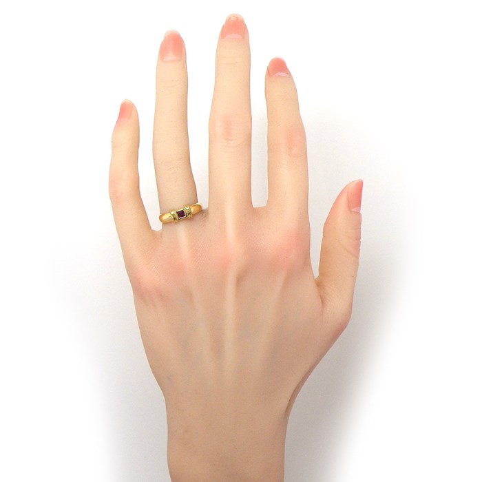 ティファニー Tiffany & Co. リング スタッキング プリンセスカット ルビー K18YG 10号 【中古】