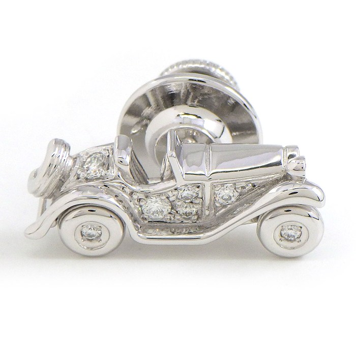 ミキモト MIKIMOTO ピンブローチ 車モチーフ ダイヤモンド 計0.09ct K18WG 【中古】