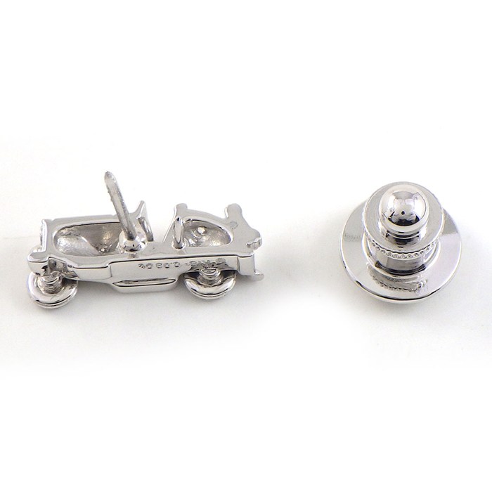 ミキモト MIKIMOTO ピンブローチ 車モチーフ ダイヤモンド 計0.09ct K18WG 【中古】