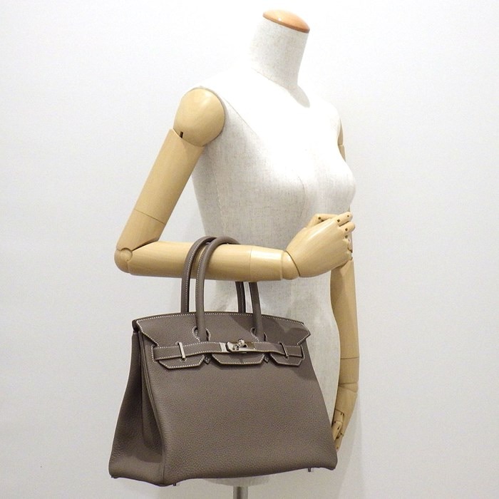 エルメス HERMES ハンドバッグ バーキン 30 トゴ D刻印 2019年 エトゥープ トゴ シルバー金具 【中古】