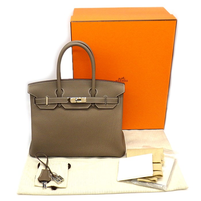 エルメス HERMES ハンドバッグ バーキン 30 トゴ D刻印 2019年 エトゥープ トゴ シルバー金具 【中古】