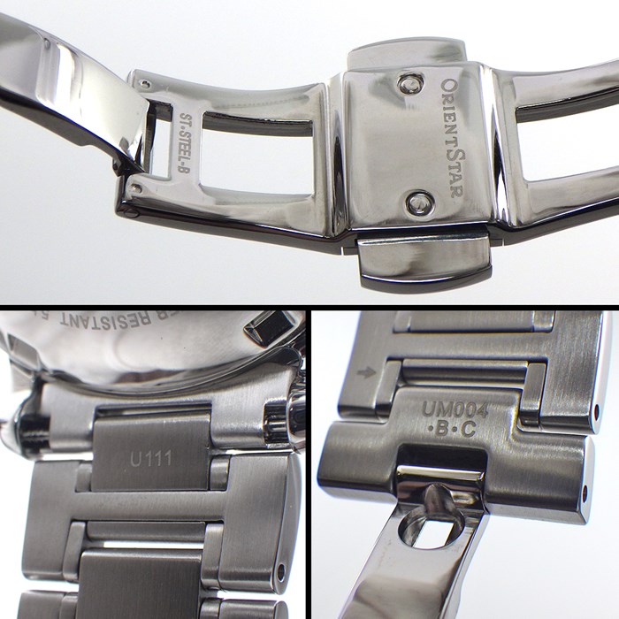 オリエントスター ORIENT STAR 腕時計 メカニカルムーンフェイズ 41mm RK-AY0103L/F7M6-UAB0 デイト ムーンフェイズ パワーリザーブ表示 ブルー ギョーシェ スケルトン文字盤 SS 自動巻き 【箱・保付き】 【中古】