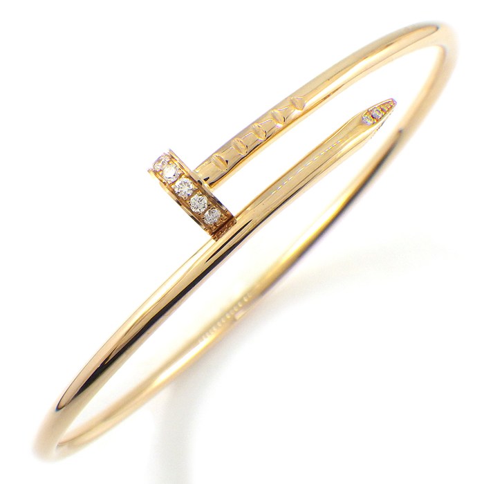 カルティエ Cartier ブレスレット ジュストアンクル SM B6065817 釘モチーフ 20ポイント ダイヤモンド 0.18ct K18PG / #17 【箱・保付き】 【中古】