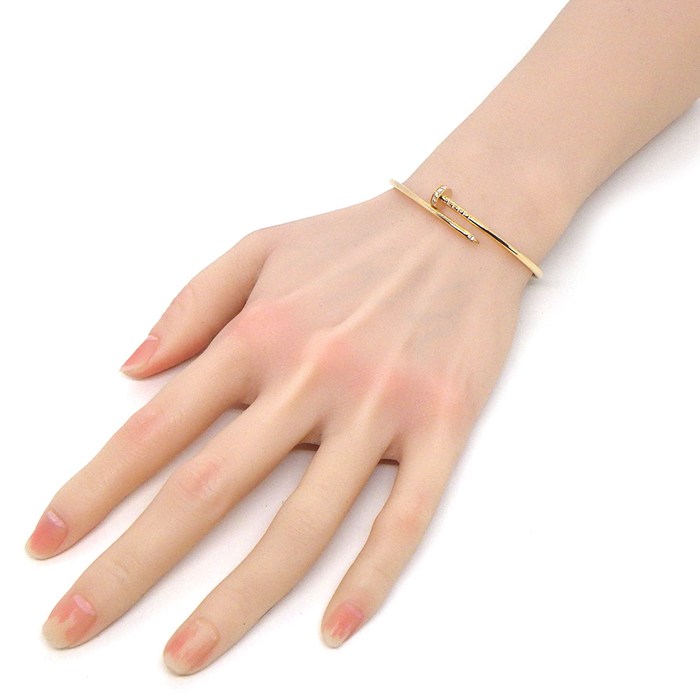 カルティエ Cartier ブレスレット ジュストアンクル SM B6065817 釘モチーフ 20ポイント ダイヤモンド 0.18ct K18PG / #17 【箱・保付き】 【中古】