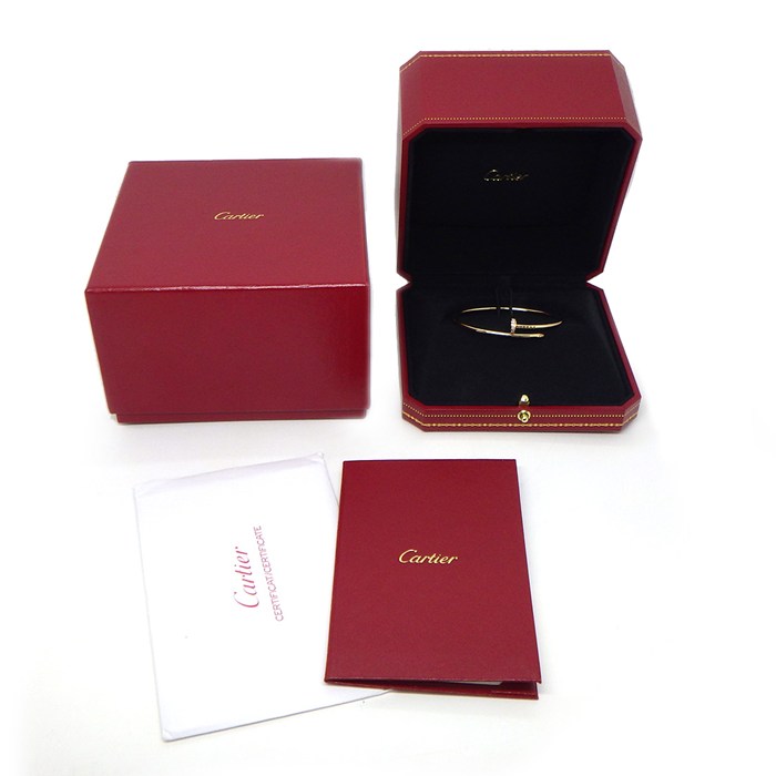 カルティエ Cartier ブレスレット ジュストアンクル SM B6065817 釘モチーフ 20ポイント ダイヤモンド 0.18ct K18PG / #17 【箱・保付き】 【中古】