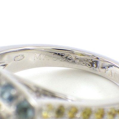 モーブッサン MAUBOUSSIN リング メクラーアトア トライアングルカット レモンクォーツ ブルートパーズ イエローサファイア K18WG 14号 【中古】