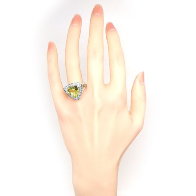 モーブッサン MAUBOUSSIN リング メクラーアトア トライアングルカット レモンクォーツ ブルートパーズ イエローサファイア K18WG 14号 【中古】