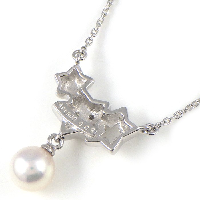 タサキ 田崎真珠 TASAKI ネックレス スターモチーフ 1ポイント パール 6.5mm珠 ダイヤモンド 計0.03ct PT900 PT850 【中古】