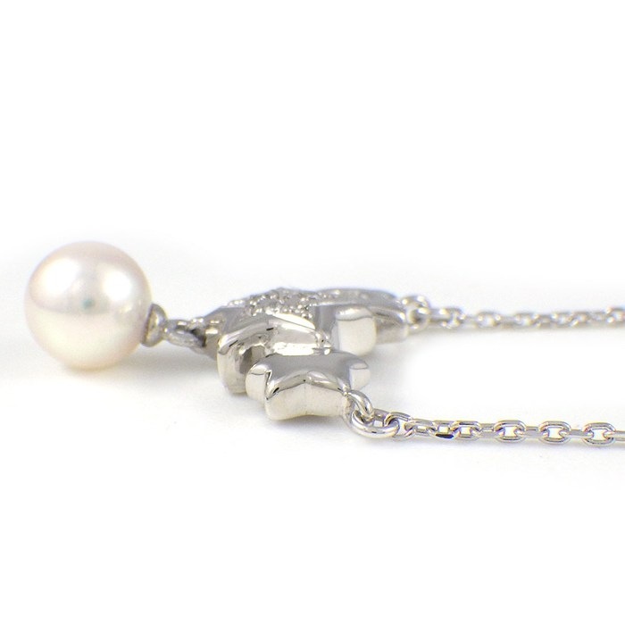 タサキ 田崎真珠 TASAKI ネックレス スターモチーフ 1ポイント パール 6.5mm珠 ダイヤモンド 計0.03ct PT900 PT850 【中古】