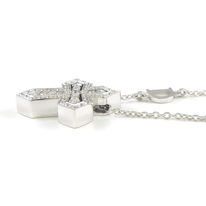 ダミアーニ DAMIANI ネックレス ベル エポック 20089078 クラウン ダブルクロス パヴェ ダイヤモンド 0.28ct K18WG 【中古】