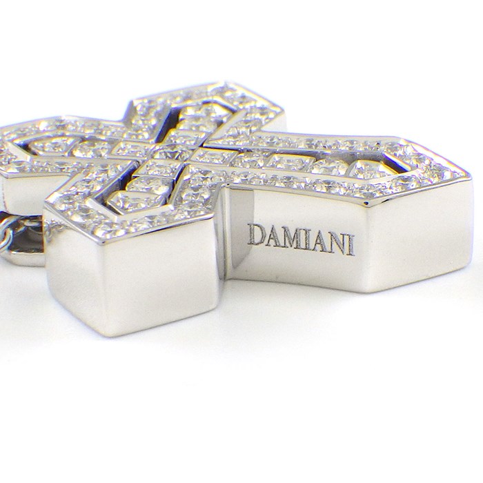 ダミアーニ DAMIANI ネックレス ベル エポック 20089078 クラウン ダブルクロス パヴェ ダイヤモンド 0.28ct K18WG 【中古】