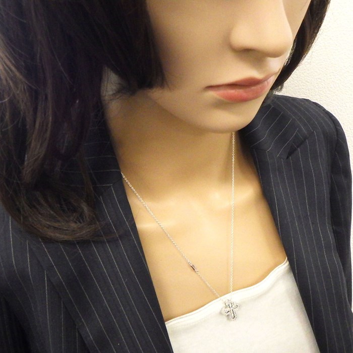 ダミアーニ DAMIANI ネックレス ベル エポック 20089078 クラウン ダブルクロス パヴェ ダイヤモンド 0.28ct K18WG 【中古】