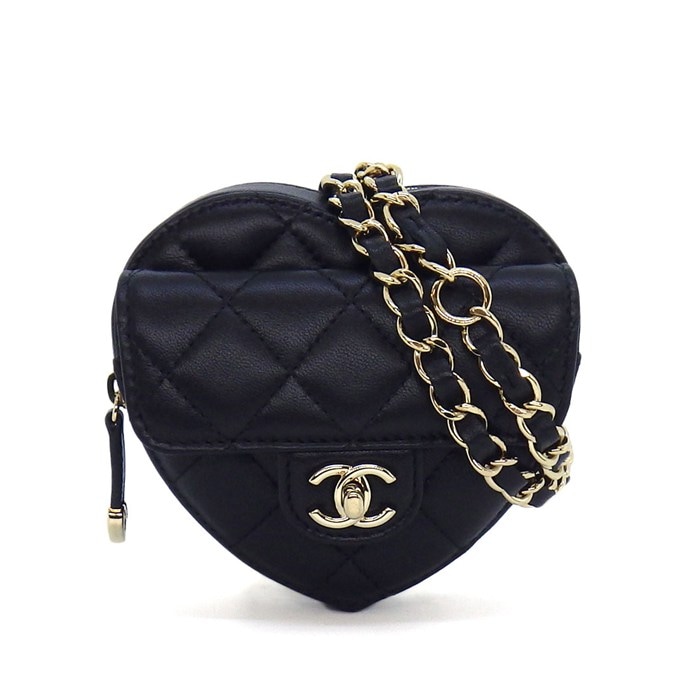 シャネル CHANEL ショルダーバッグ マトラッセ ハートチェーン ウエストバッグ AP2787 2021年以降 ブラック ボルドー ラムスキン 【中古】