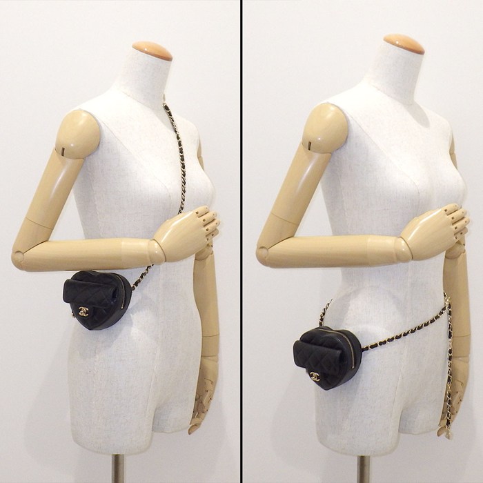 シャネル CHANEL ショルダーバッグ マトラッセ ハートチェーン ウエストバッグ AP2787 2021年以降 ブラック ボルドー ラムスキン 【中古】