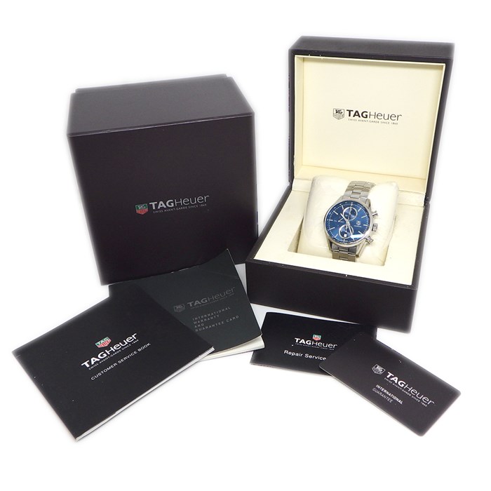 タグ・ホイヤー TAG Heuer 腕時計 カレラ キャリバー1887 CAR2115.BA0724 デイト クロノグラフ スモールセコンド 夜光針・インデックス 裏スケルトン ブルー文字盤 青 SS 自動巻き 【箱・保付き】 【中古】