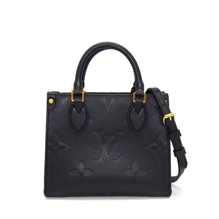 ルイ・ヴィトン LOUIS VUITTON ハンドバッグ オンザゴー BB M46993 ブラック モノグラムアンプラントレザー ゴールド金具 【中古】