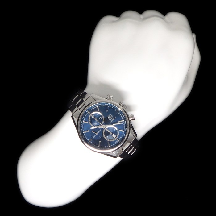 タグ・ホイヤー TAG Heuer 腕時計 カレラ キャリバー1887 CAR2115.BA0724 デイト クロノグラフ スモールセコンド 夜光針・インデックス 裏スケルトン ブルー文字盤 青 SS 自動巻き 【箱・保付き】 【中古】