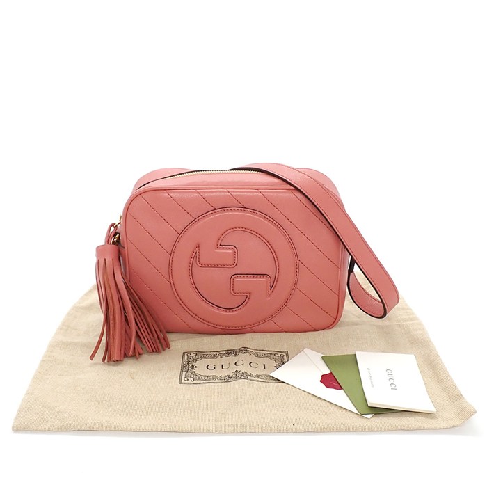 グッチ GUCCI ショルダーバッグ インターロッキングG ブロンディ スモール 742360 1IV0G 6701 ピンク カーフレザー ゴールド金具 【中古】