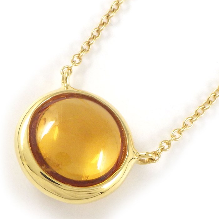ティファニー Tiffany & Co. ネックレス オリーブ リーフ オーバル カボションカット シトリン K18YG 【中古】