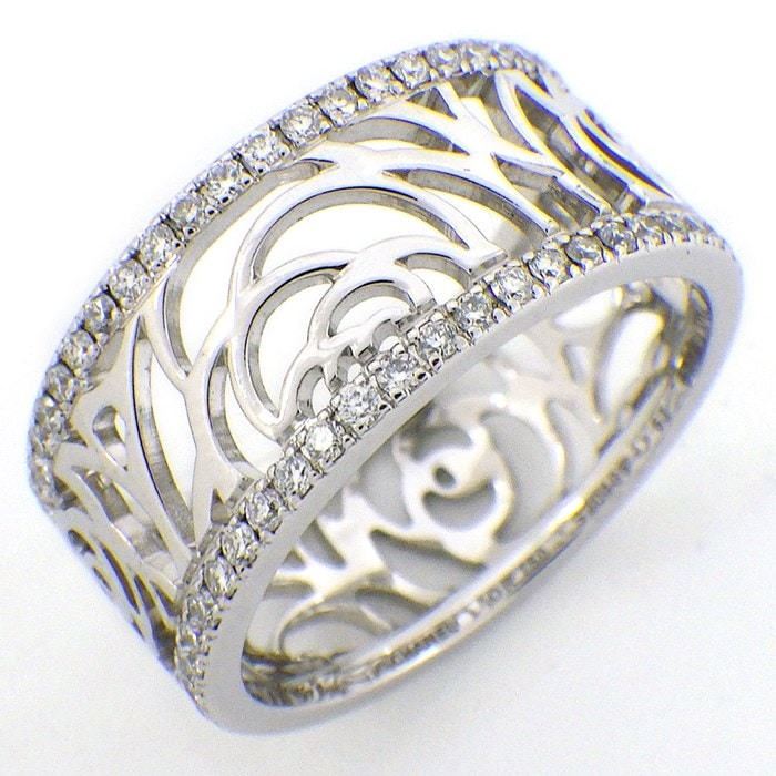 シャネル CHANEL リング カメリア フラワー オープンワーク 2列 フル  