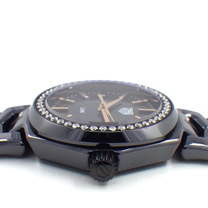 タグ・ホイヤー TAG Heuer 腕時計 リンク WBC1390.BH0744 デイト ダイヤベゼル ピンクゴールドインデックス/針 ブラックシェル文字盤 SS セラミック クオーツアナログ 【箱・保付き】 【中古】