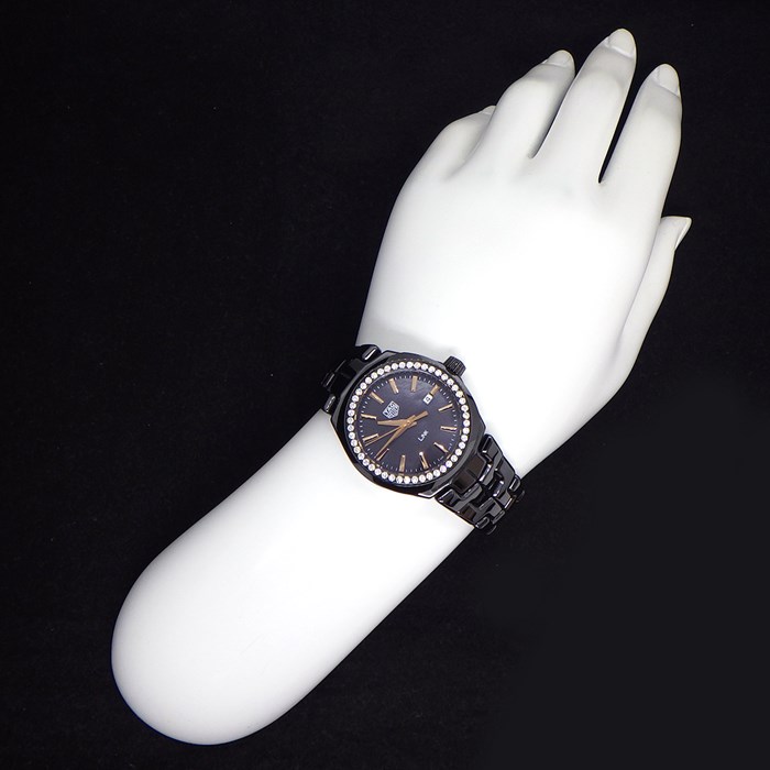 タグ・ホイヤー TAG Heuer 腕時計 リンク WBC1390.BH0744 デイト ダイヤベゼル ピンクゴールドインデックス/針 ブラックシェル文字盤 SS セラミック クオーツアナログ 【箱・保付き】 【中古】