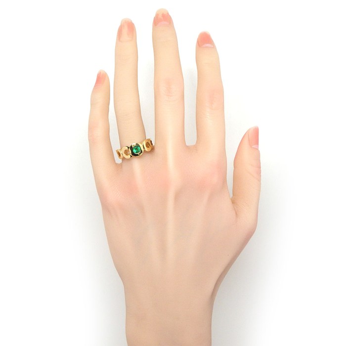 シャネル CHANEL リング ココ COCO 1ポイント エメラルド K18YG 12号 【中古】