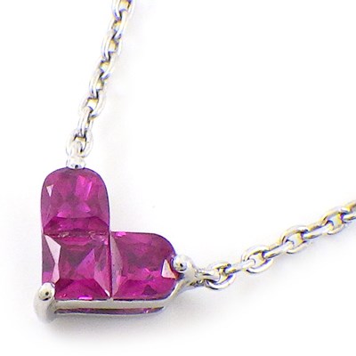 スタージュエリー STAR JEWELRY ネックレス ミステリアスハート スクエアカット ルビー 計0.25ct K18WG 【中古】