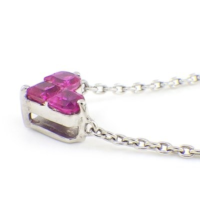 スタージュエリー STAR JEWELRY ネックレス ミステリアスハート スクエアカット ルビー 計0.25ct K18WG 【中古】