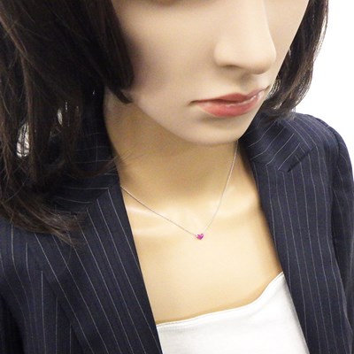 スタージュエリー STAR JEWELRY ネックレス ミステリアスハート スクエアカット ルビー 計0.25ct K18WG 【中古】