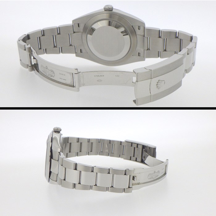 ロレックス Rolex 腕時計 オイスター パーペチュアル デイトジャスト 41 126300 デイト ルーレット刻印 アズーロブルー サンレイ文字盤 オイスターブレス SS 自動巻き 【箱・保付き】 【中古】