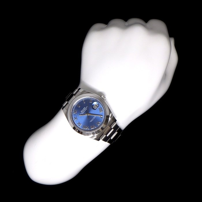 ロレックス Rolex 腕時計 オイスター パーペチュアル デイトジャスト 41 126300 デイト ルーレット刻印 アズーロブルー サンレイ文字盤 オイスターブレス SS 自動巻き 【箱・保付き】 【中古】