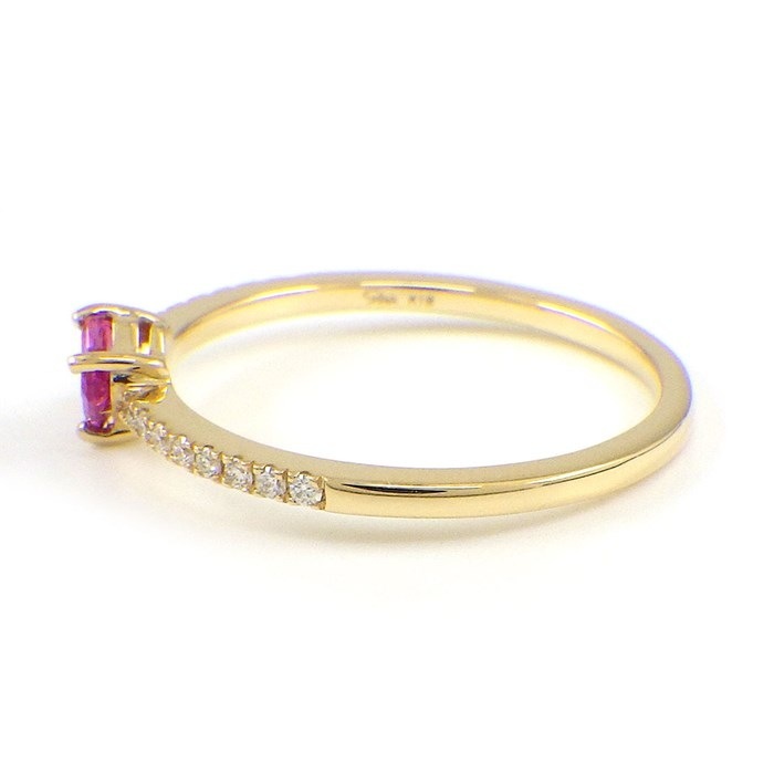スタージュエリー STAR JEWELRY リング ミステリアス ハート 1ZR1229 3ポイント スクエアカット ルビー 0.15ct ハーフサークル ダイヤモンド 0.08ct K18YG 13号 【中古】