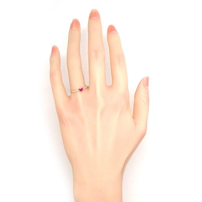 スタージュエリー STAR JEWELRY リング ミステリアス ハート 1ZR1229 3ポイント スクエアカット ルビー 0.15ct ハーフサークル ダイヤモンド 0.08ct K18YG 13号 【中古】