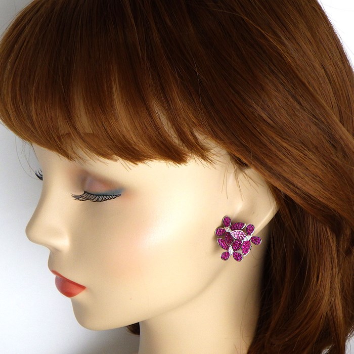 【グラフ Graff GRAFF】ピアス クリップ トリプル バタフライ クラスター 288ポイント パヴェ ルビー 3.24ct 6ポイント マーキスカット ダイヤモンド 0.67ct K18WG 【オーダー品】