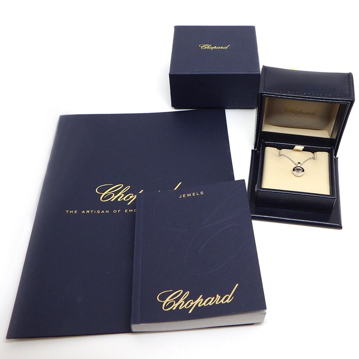 ショパール Chopard ネックレス ハッピーダイヤモンド アイコン 79A017 日本限定70本 ラウンド ムービング 1ポイント ブルー サファイア K18WG 【中古】