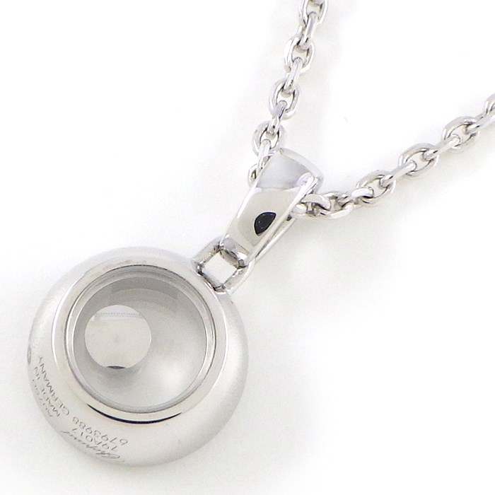 ショパール Chopard ネックレス ハッピーダイヤモンド アイコン 79A017 日本限定70本 ラウンド ムービング 1ポイント ブルー サファイア K18WG 【中古】