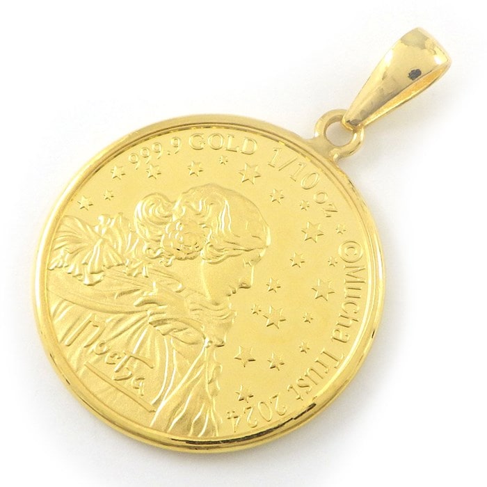 ペンダントトップ アルフォンス・ミュシャ メダル ジスモンダ 椿姫 1/10oz 制作130周年 2450枚限定 Au999