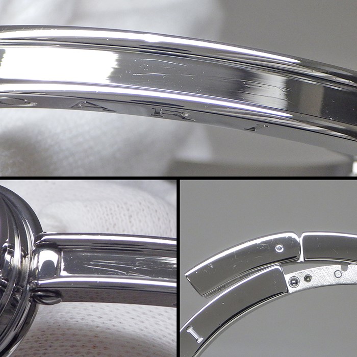 ブルガリ BVLGARI 腕時計 B.zero1 ビーゼロワン 22mm BZ22S バングル ロードライトガーネット ベゼル パープル シェル文字盤 SS クオーツアナログ 【中古】