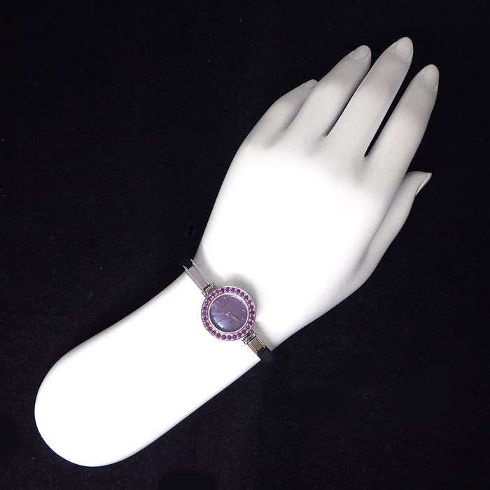 ブルガリ BVLGARI 腕時計 B.zero1 ビーゼロワン 22mm BZ22S バングル ロードライトガーネット ベゼル パープル シェル文字盤 SS クオーツアナログ 【中古】