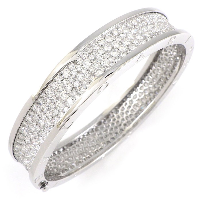 ブルガリ BVLGARI バングル B-zero1 ビーゼロワン 347716 フル パヴェ ダイヤモンド K18WG / #m 【箱・保付き】 【中古】