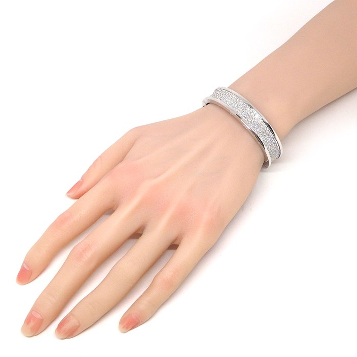 ブルガリ BVLGARI バングル B-zero1 ビーゼロワン 347716 フル パヴェ ダイヤモンド K18WG / #m 【箱・保付き】 【中古】