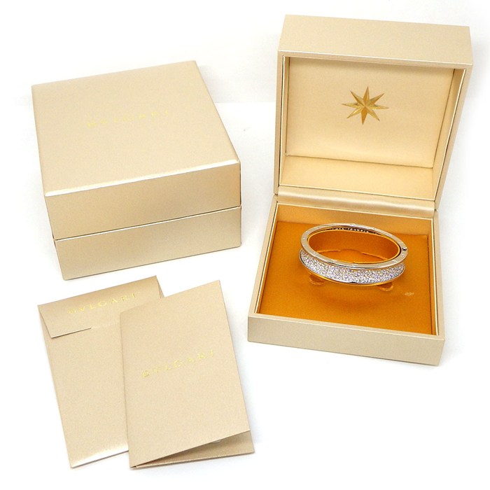 ブルガリ BVLGARI バングル B-zero1 ビーゼロワン 347716 フル パヴェ ダイヤモンド K18WG / #m 【箱・保付き】 【中古】