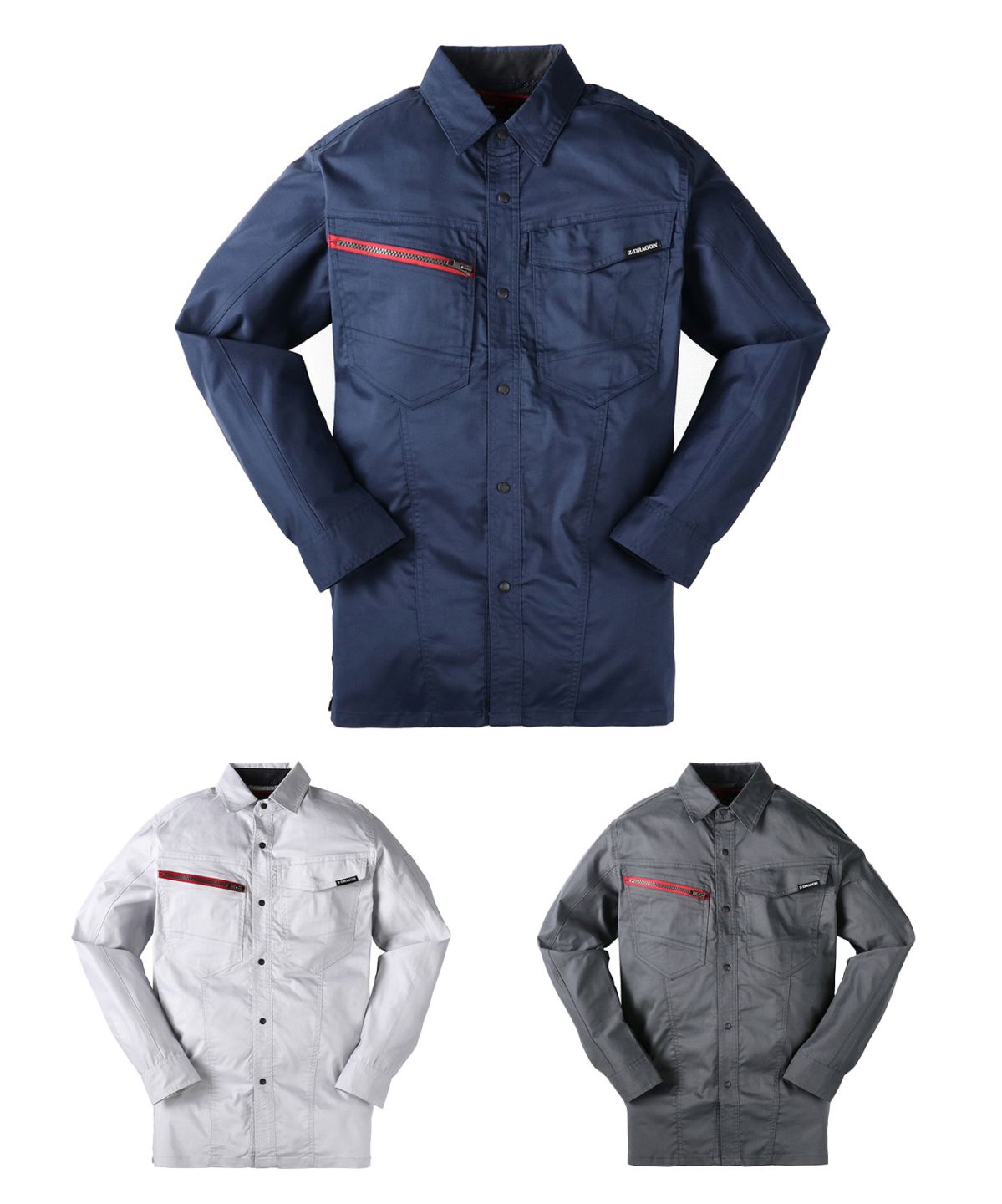 【Z-DRAGON】 77304 エコ製品制電ストレッチ長袖シャツ[通年]※SLIM FIT※