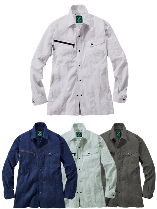 【Z-DRAGON】76804 エコ製品制電ストレッチ長袖シャツ[通年]※SLIM FIT※