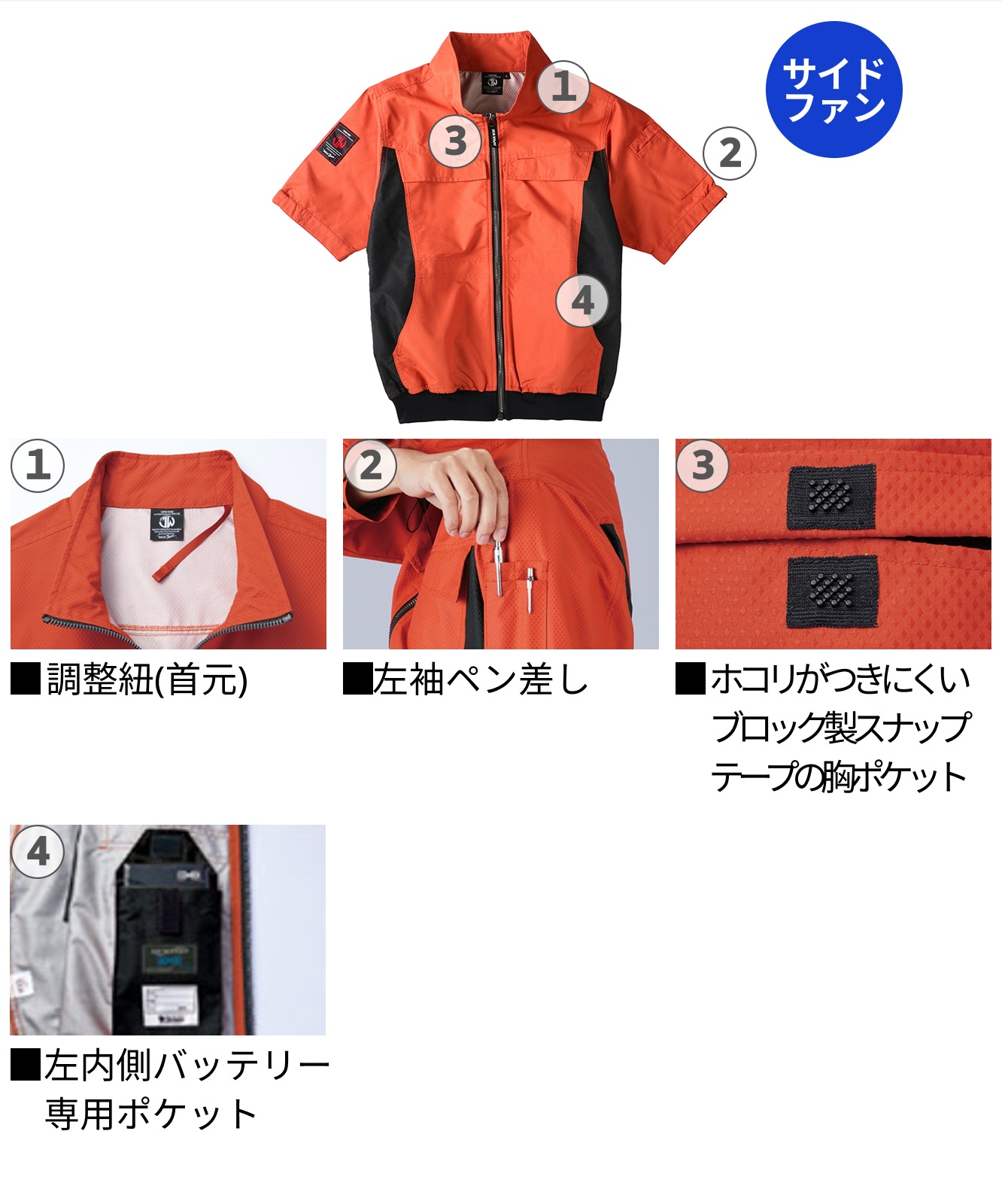 【Jawin】 54200 空調服(R)半袖ブルゾン[春夏]