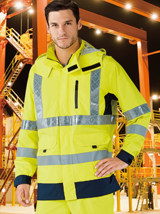 レインボーコーデ フルコンプ JICHODO】 81273 高視認レインコート(フード付)[通年]通販ページ│自重