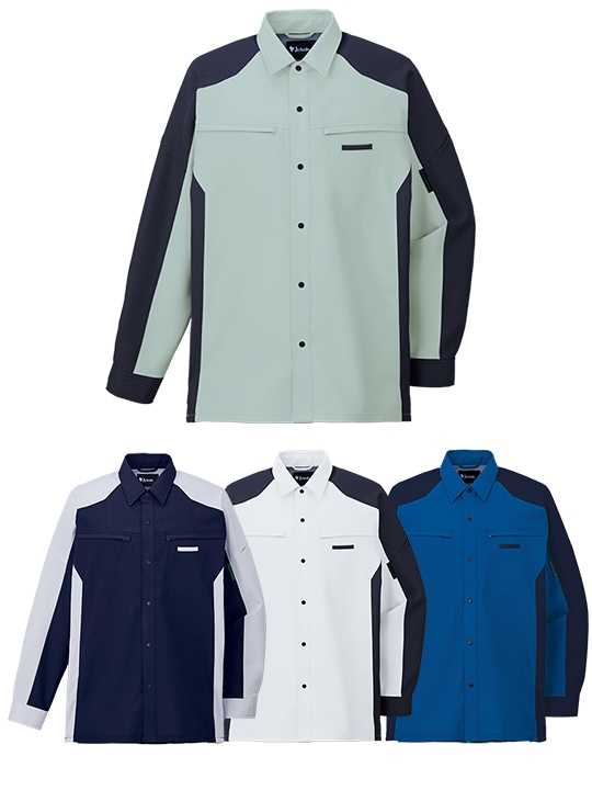 JICHODO】 87904 エコ製品制電ストレッチ長袖シャツ [通年]※SLIM FIT