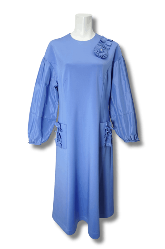 ♡ 完売♡秋冬バルーン袖 ダンボールニット×タフタワンピース 2024 年秋冬物 バルーン袖 ダンボールニット×タフタワンピース