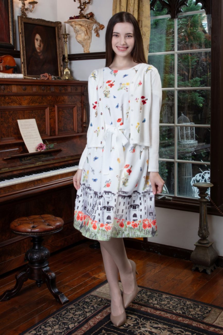 2025年春夏 花柄多色プリント使い半袖ワンピース 2516001 ｜Super